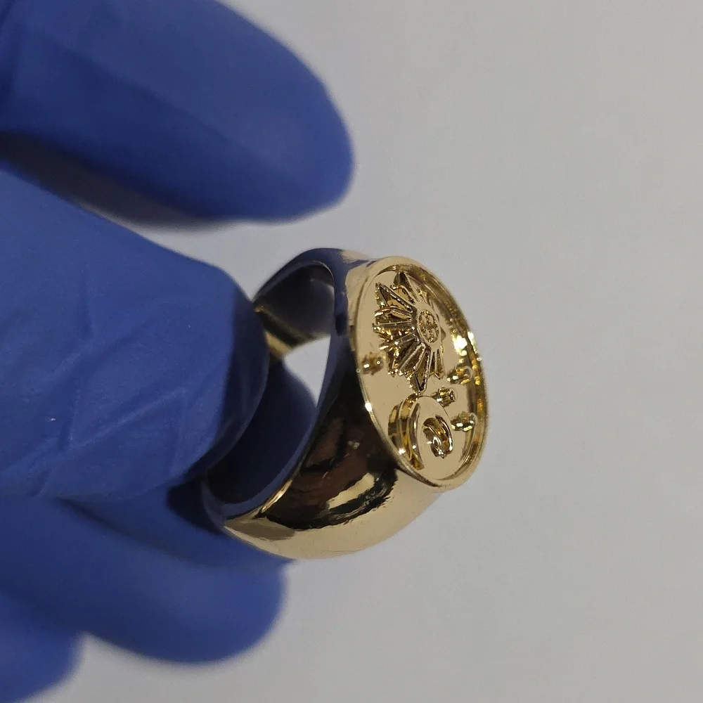 Celestial Sun & Moon Gold Signet Ring – Mystic Astrology Statement Jewelry - 6.5